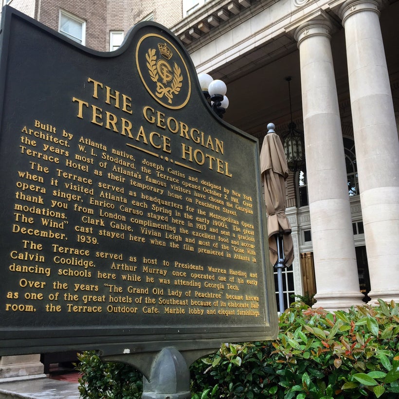 The elegant Georgian Terrace Hotel is just 100 yards from the spot where Andrews was hanged in 1862.