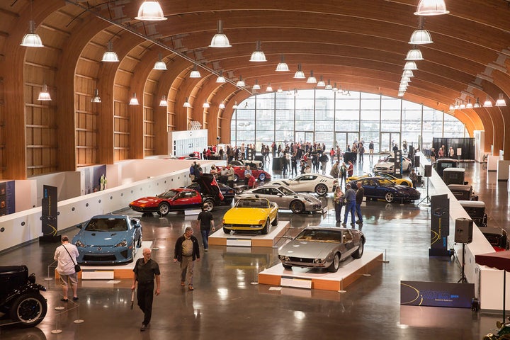 A crowd appreciates the supercars and hypercars at the new Exotics @ ACM exhibition at America’s Car Museum in Tacoma, Washington.