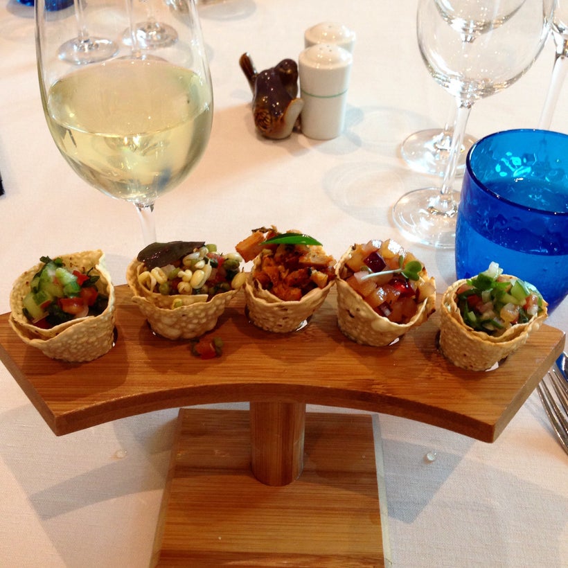 A high style rendition of <em>chaat, </em>Indian street snacks, served at the ITC Maurya.