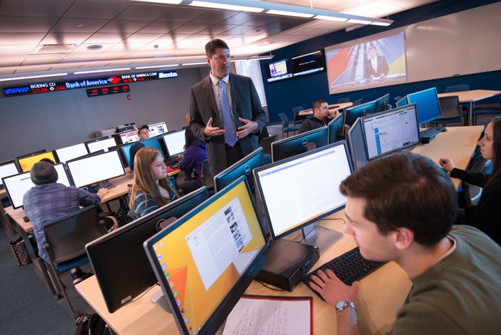 <p>Students at Thomas College, which has a job-placement guarantee</p>
