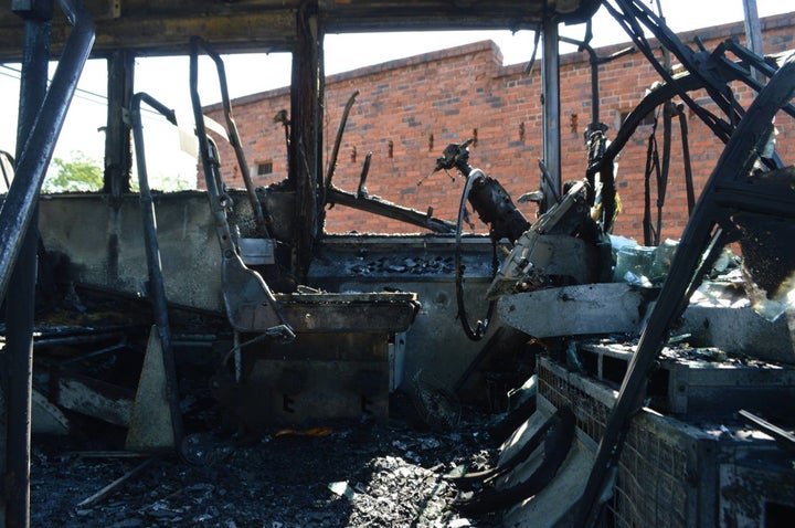 The school bus was completely destroyed by the blaze which is under investigation.