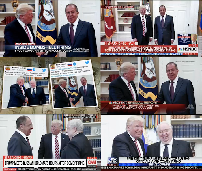 U.S. TV networks had only images distributed by the Russian government and its news agency to show Americans Trump's White House meeting with Russian officials.