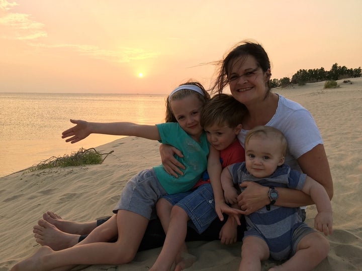 <p>My wife with our three kids last year. </p>