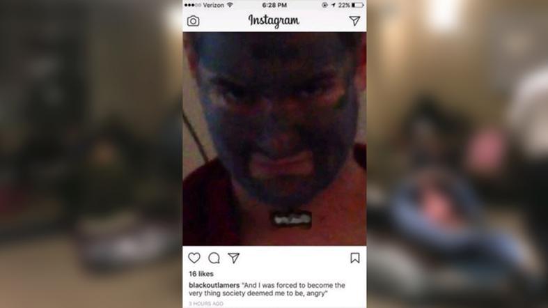 The Instagram account “blackoutlamers” posted this photo of a student in a clay mask with a caption using text from Danique’s