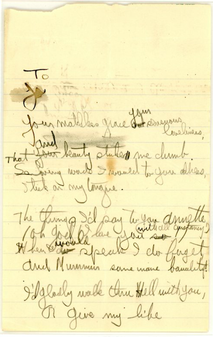 <p>Hemingway’s poem to a high school underclassman, Annette DeVoe.</p>