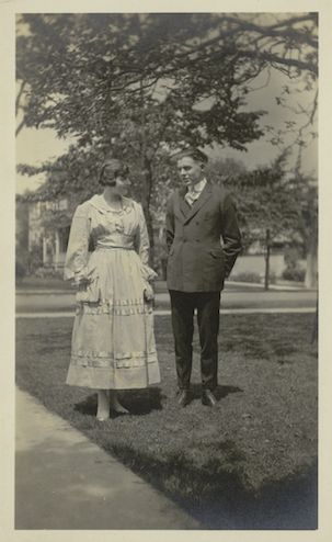 <p>Marcelline and Ernest Hemingway on their high school graduation day, June 14, 1917.</p>
