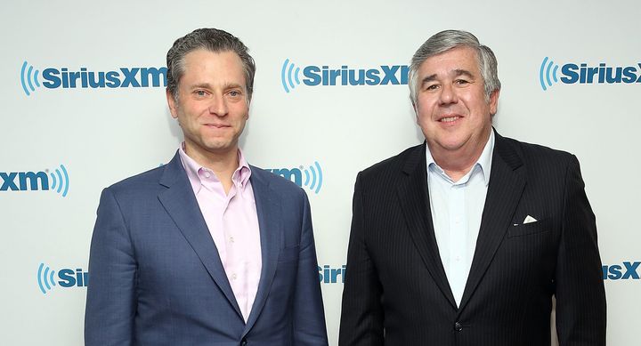 Jeremy Schaap and Bob Ley visit at SiriusXM Studios on May 9, 2017 in New York City.