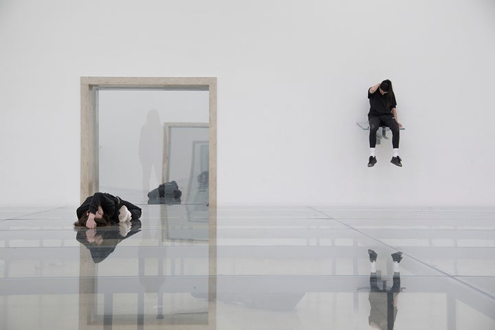 <p>Eliza Douglas and Franziska Aigner in Anne Imhof, <em>Faust</em>, 2017. German Pavilion, 57th International Art Exhibition – La Biennale di Venezia Courtesy: German Pavilion 2017, the artist. © Photo: Nadine Fraczkowski.</p>