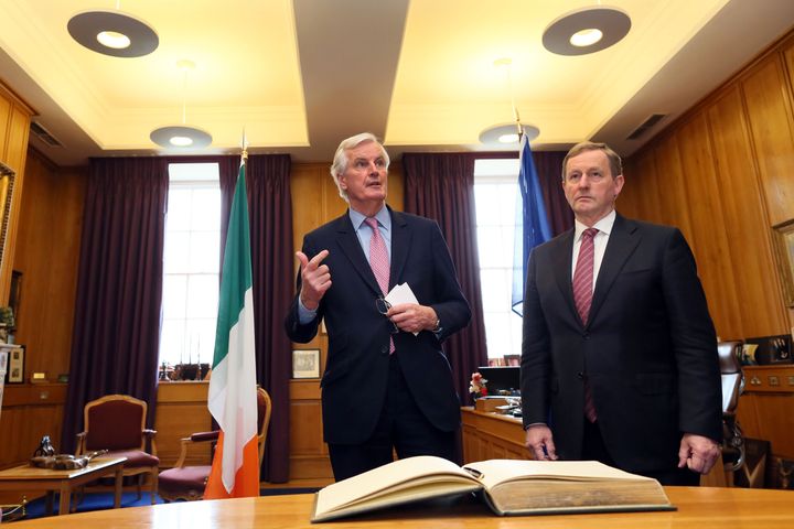 EU chief negotiator on Brexit Michel Barnier meeting Enda Kenny in the Taoiseach's office at Government Buildings in Dublin.