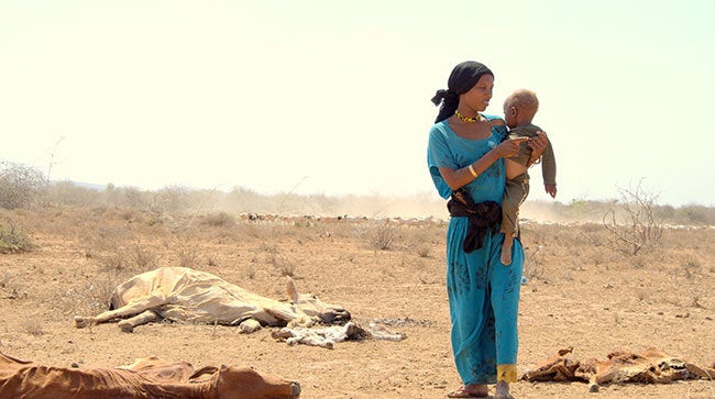 Dabo Boru, 21, is a mother of three who trekked with her family to Badanrero from her home village of Ambato, 38 km away. They were forced to move here in order to save their cattle from dying of thirst and hunger due to drought.