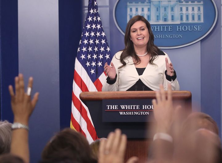 White House deputy press secretary Sarah Huckabee Sanders, speaks during press briefing on May 11.