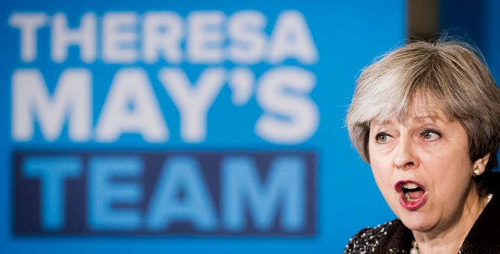 Media focus: Theresa May during a campaign visit to York Barbican this week