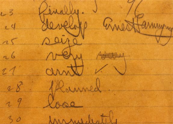 <p>Hemingway’s high school spelling test.</p>