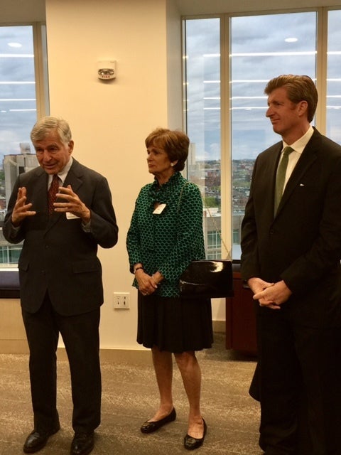 <p>Former Governor Michael Dukakis, Kitty Dukakis, and Patrick Kennedy</p>