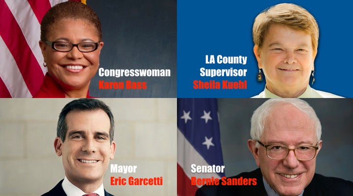 <p>Congresswoman Karen Bass, LA County Supervisor Sheila Kuehl, LA Mayor Eric Garcetti, and Senator Bernie Sanders are among the many elected officials who have endorsed Steve Zimmer</p>