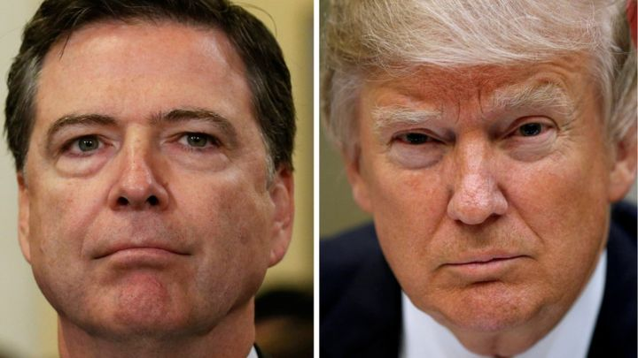 Image of James Comey and Donald Trump (Courtesy of <a rel="nofollow" href="https://ichef.bbci.co.uk/news/720/cpsprodpb/D759/p