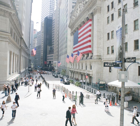 <em>A view of Wall Street and the New York Stock Exchange building, center right, in 2009.</em> <em>(</em><a rel="nofollow" h