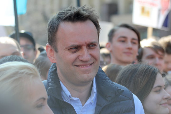 Opposition activist Alexei Navalny joins the protest in Moscow. 