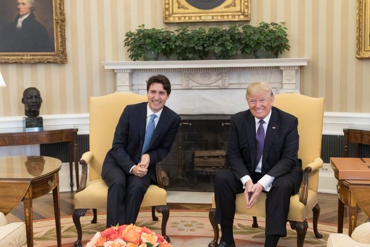 PM Justin Trudeau and President Trump meet at the White House for the first time on Feb. 13.