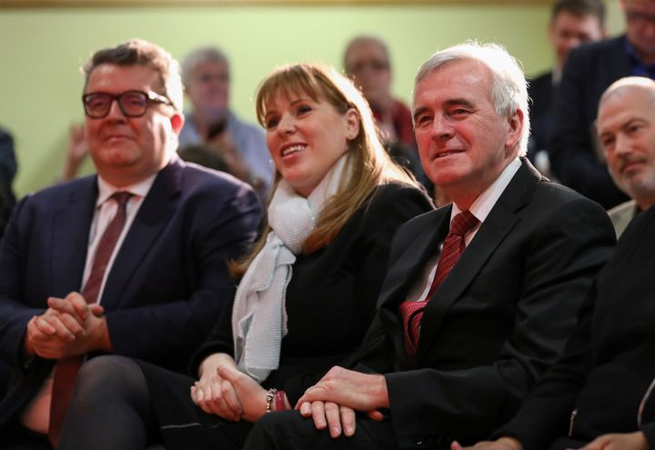 Tom Watson, Angela Rayner and John McDonnell at Labour's local elections launch in April