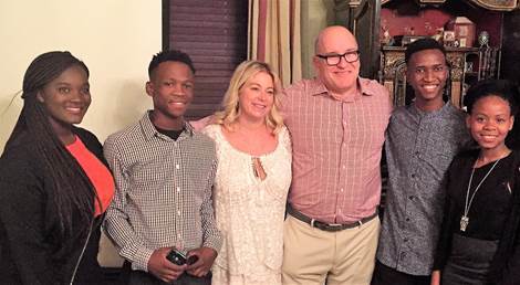 Afrika Tikkun ‘Future Leaders’ pictured with AmerisourceBergen's CEO Steve Collis, and his wife, Toni. (L-R) Hazel Dube, Baile Diphoko, Toni, Steve, Bongani Tshabalala and Kabelo Mashabela.