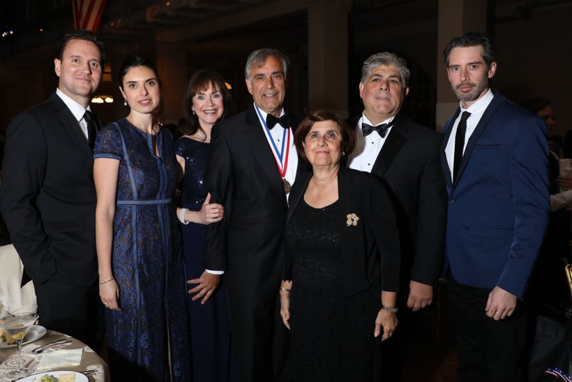 2017 Honoree Harris Pastides, President of University of South Carolina (shown with medal) and his extended family on Ellis I