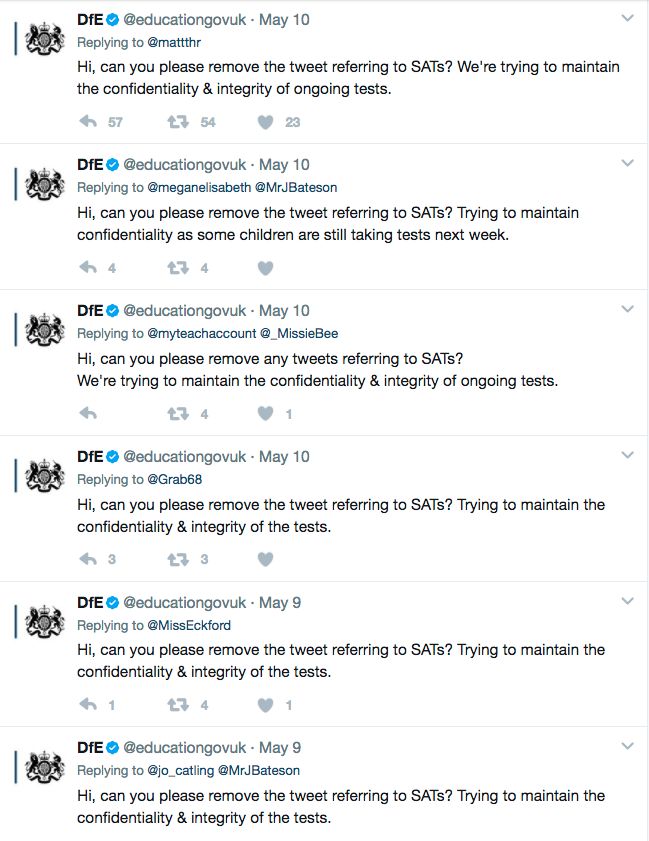 The Department for Education contacted a number of parents about their tweets 
