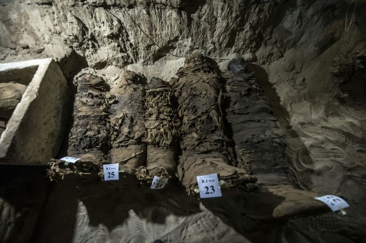 Five of the 17 mummies 