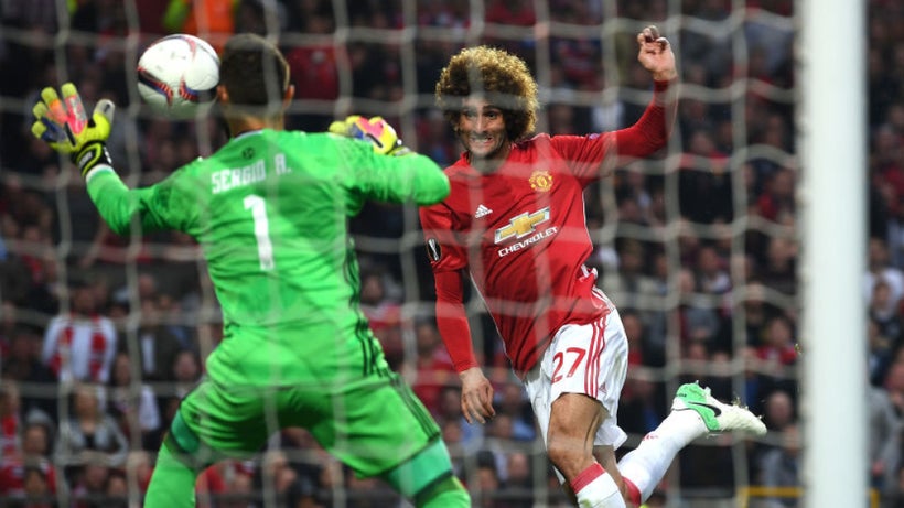Marouaine Fellaini’s headed goal put United 2:0 up on aggregate before Celta scored late to worry United supporters.