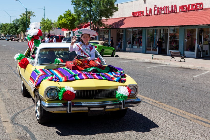 2016-2017 Little China Poblana, Camilia Ovando, rides in the recent Douglas Days parade.