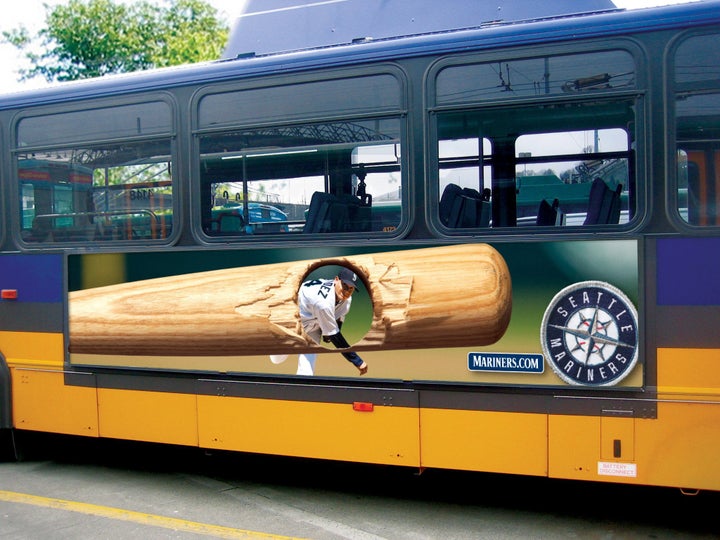 <p>Award-winning bus ad for Seattle Mariners</p>