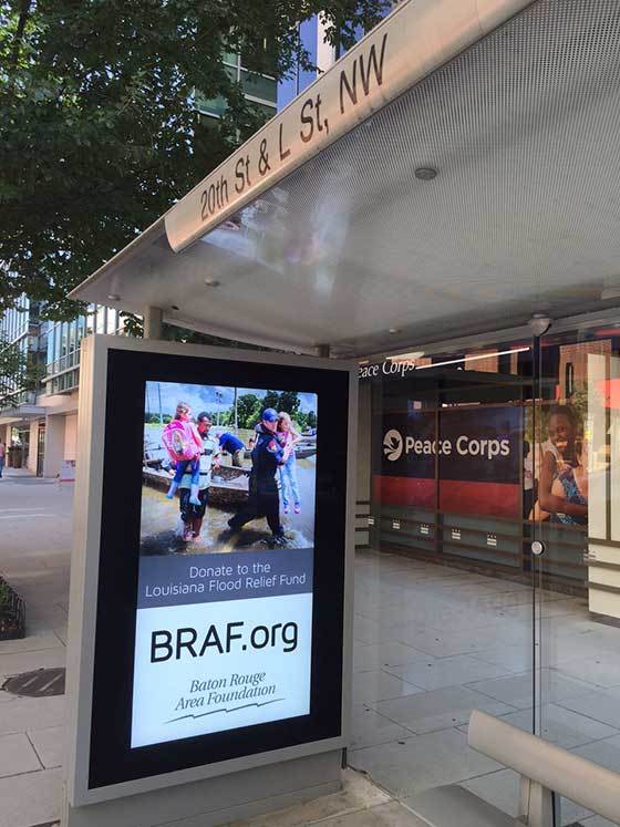 Clear Channel Outdoor bus shelter screen in Washington, DC