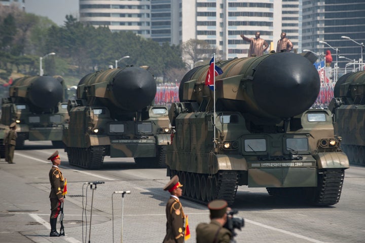 A military parade in Pyongyang on April 15.