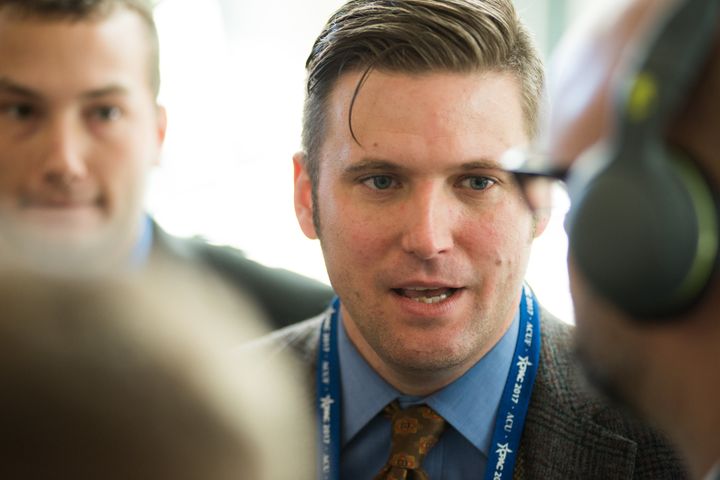 Richard Spencer taking questions at CPAC from reporters, before he was removed from the convention during the Conservative Political Action Conference at the Gaylord National Resort and Convention Center February 23, 2017.