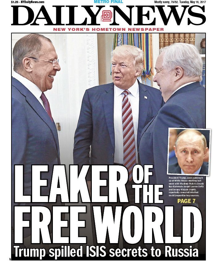 NY Daily News Showers Snark On 'Leaker' Trump In Cutting Front Page ...