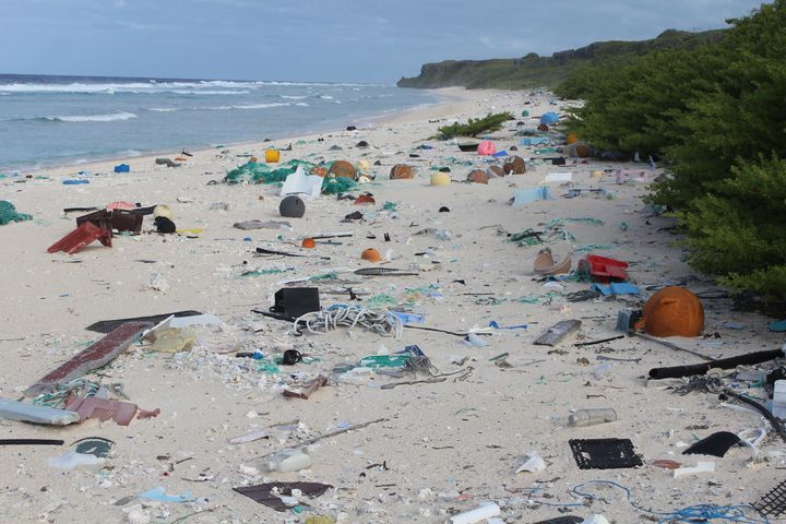 Plastic debris on East Beach, Henderson Island.