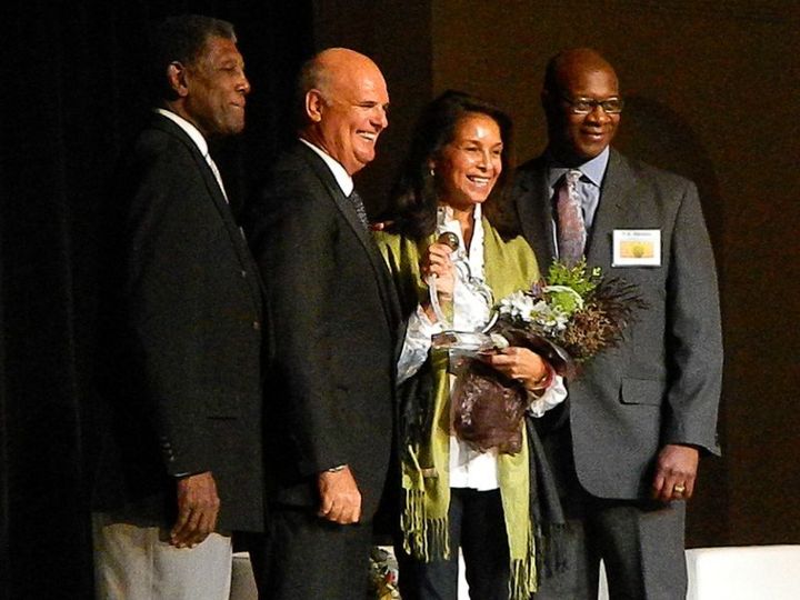 Golden State Warriors legend Alvin Attles, USTA NorCal advisory director Michael Cooke, Beyond the Baseline Icon Award recipient Jeanne Moutoussamy-Ashe, and D.A. Abrams, chief diversity & inclusion officer in 2013. 