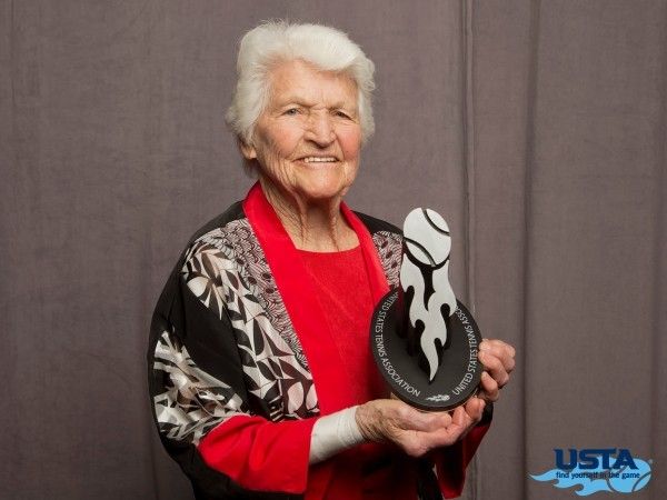 Borin in the 1920s, Connie Ebert first learned to play tennis in the 1950s at a YMCA adult tennis camp. In 2015 she received the USTA’s Seniors’ Service Award for her outstanding dedication and contribution in helping to grow the sport of tennis at the local level. 