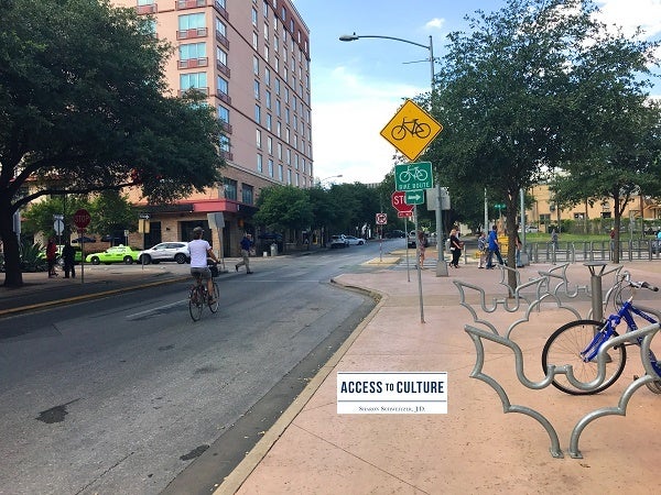 <p>In 2015 Austin, Texas achieved gold level status on the League of American Bicyclists’ list of Bicycle Friendly Communities. </p>