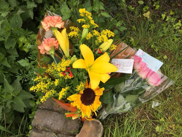 Tributes left to the teenager at the scene of the crash 