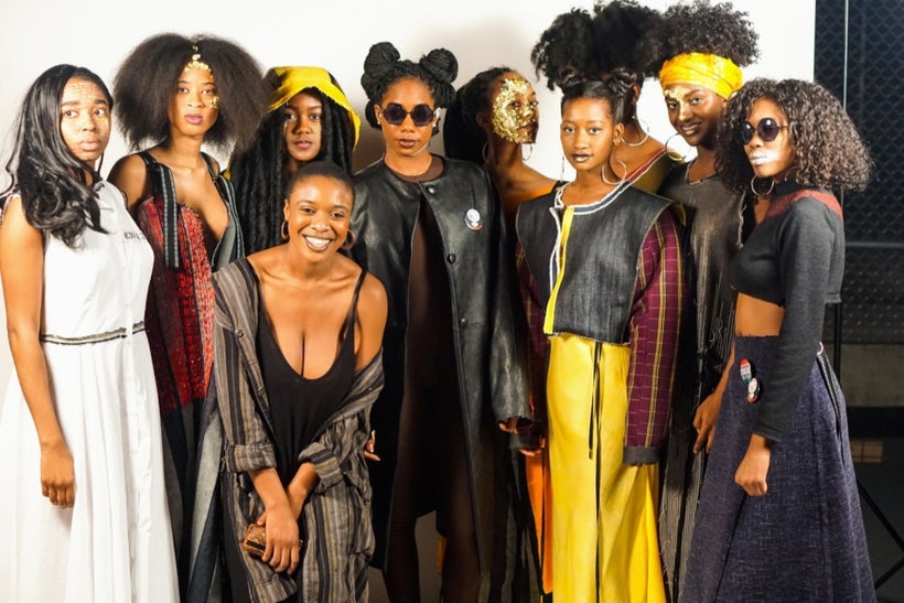 Models pose wearing a line designed by Cornell senior Rachel Powell.