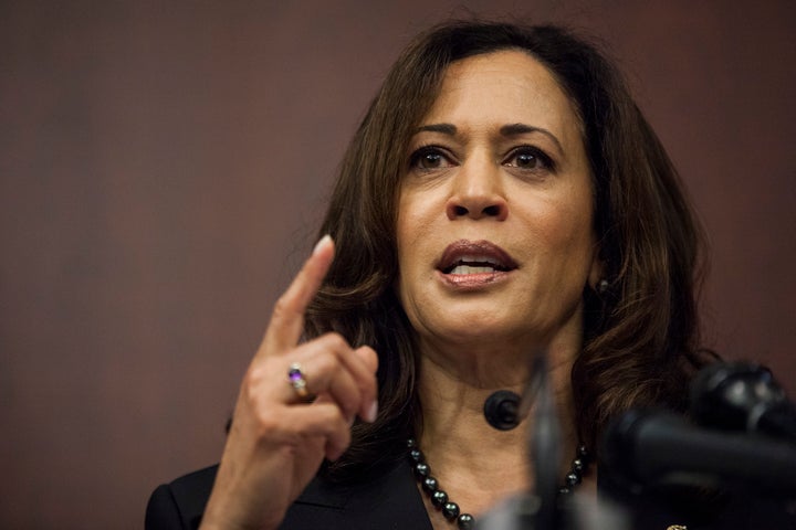 Sen. Kamala Harris (D-Calif.) speaks during a news conference on Capitol Hill on March 28, 2017.