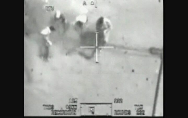 A still from US military footage showing its helicopters firing on a group of people, including two journalists, in Baghdad