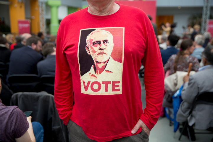 A Labour supporter at the Bradford University launch.