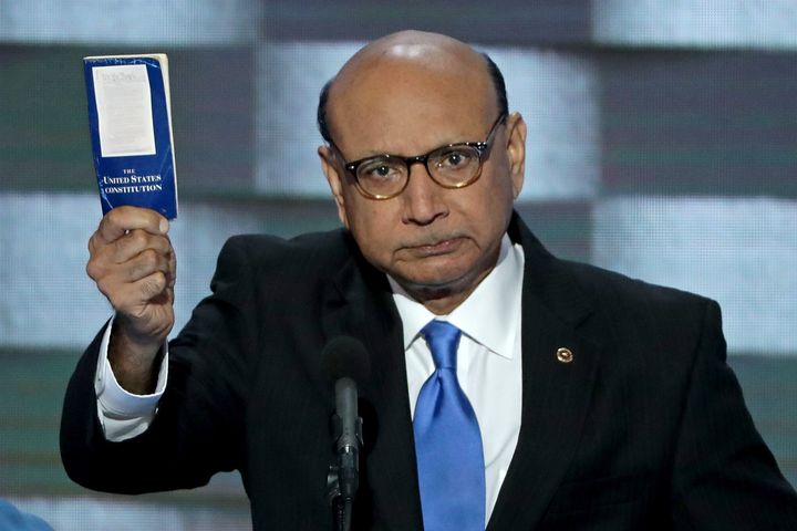 Khizr Khan speaks at last year's Democratic National Convention.