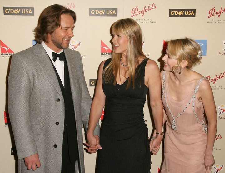 Terri Irwin pictured withRussell Crowe and actress Naomi Watts during the 2007 Australia Week Gala.
