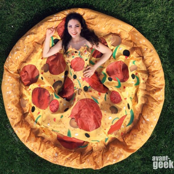 A pizza dress with toppings galore! 