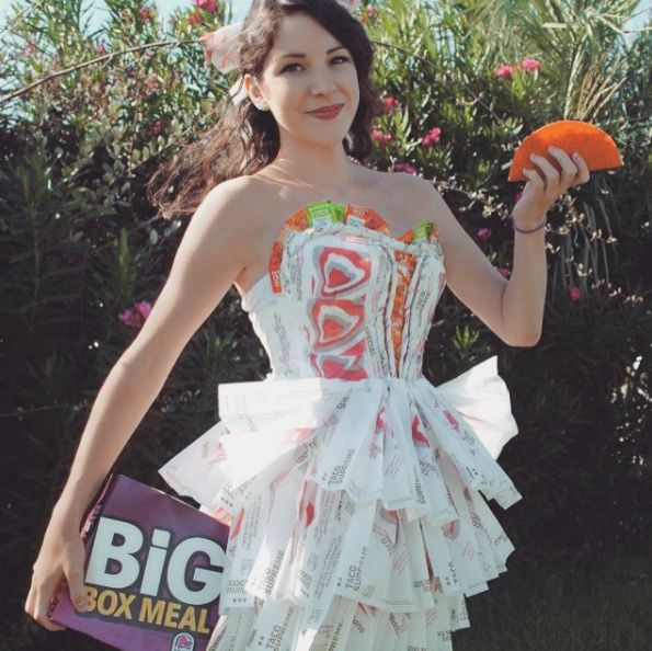 "I was in a 2015 Taco Bell commercial wearing a dress I made from wrappers and sauce packets," Mears said. 