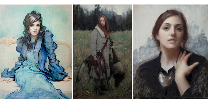 <p><em>Kick Kennedy</em> by Christopher Pugliese, <em>Peasant Hunter</em> by David Gluck, and <em>Laura in Black</em> by Joshua LaRock</p>