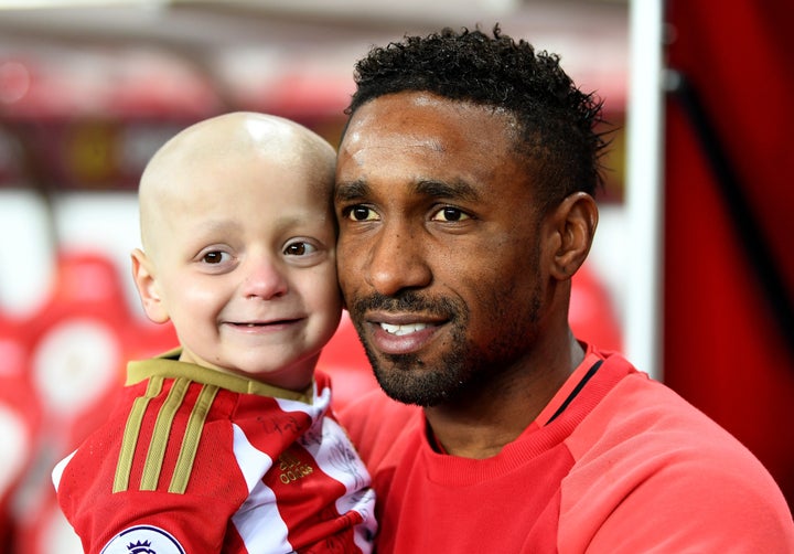 Bradley Lowery with Jermain Defoe